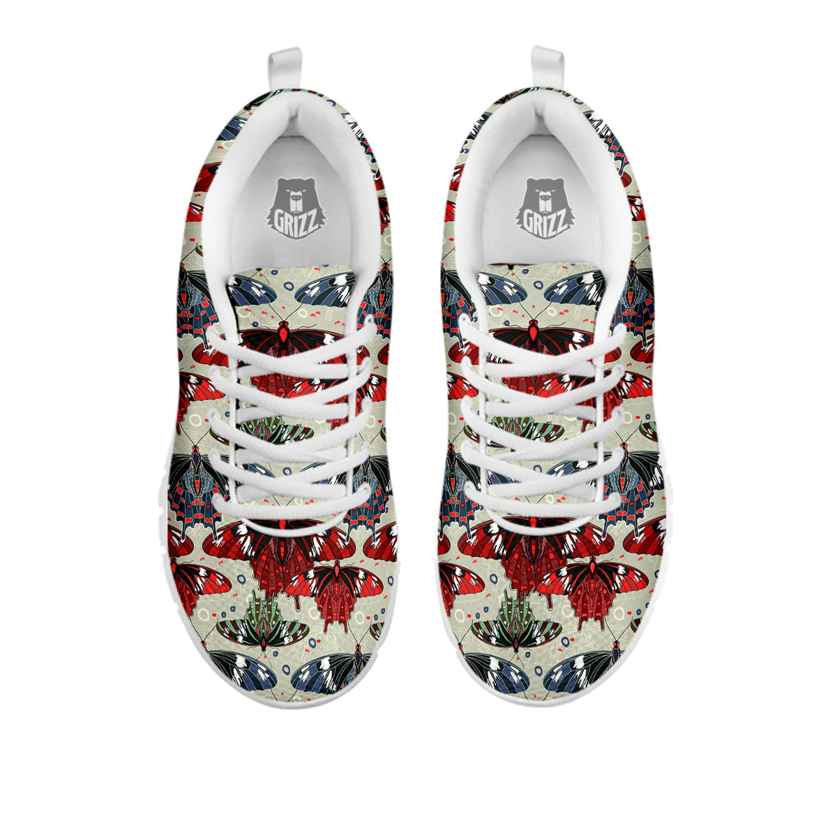 Butterfly Exotic Print Pattern White Sneaker-grizzshop