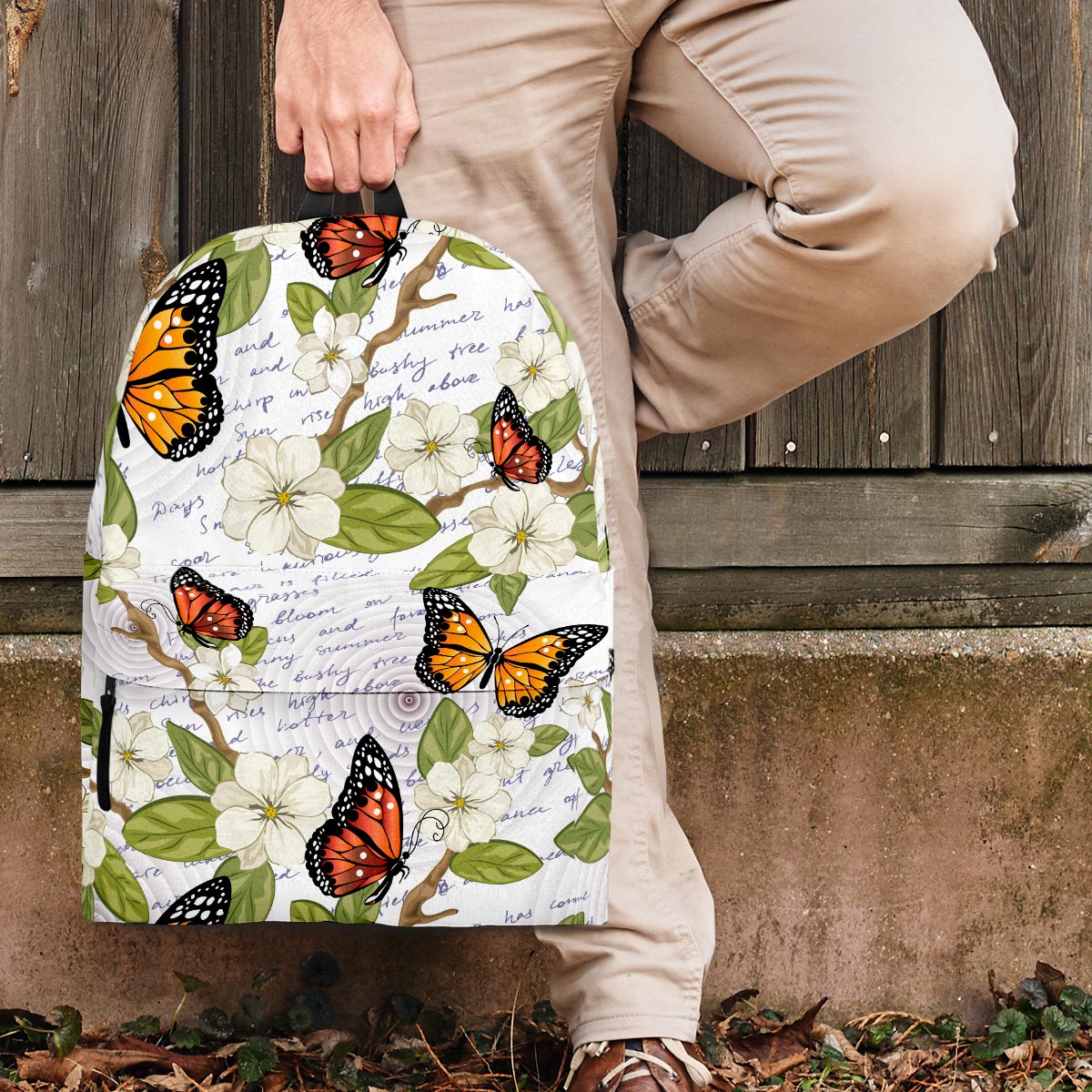 Butterfly Floral Print Backpack-grizzshop