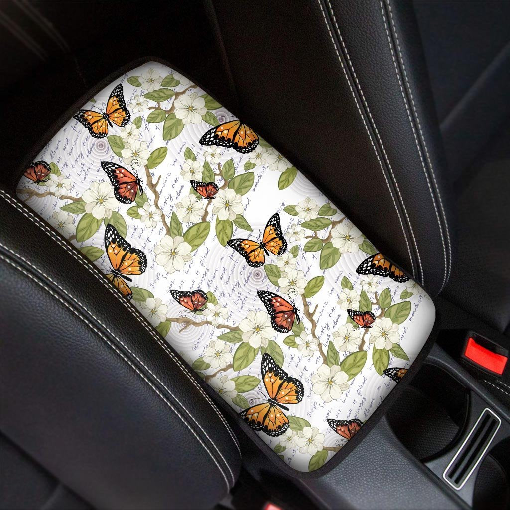 Butterfly Floral Print Car Console Cover-grizzshop