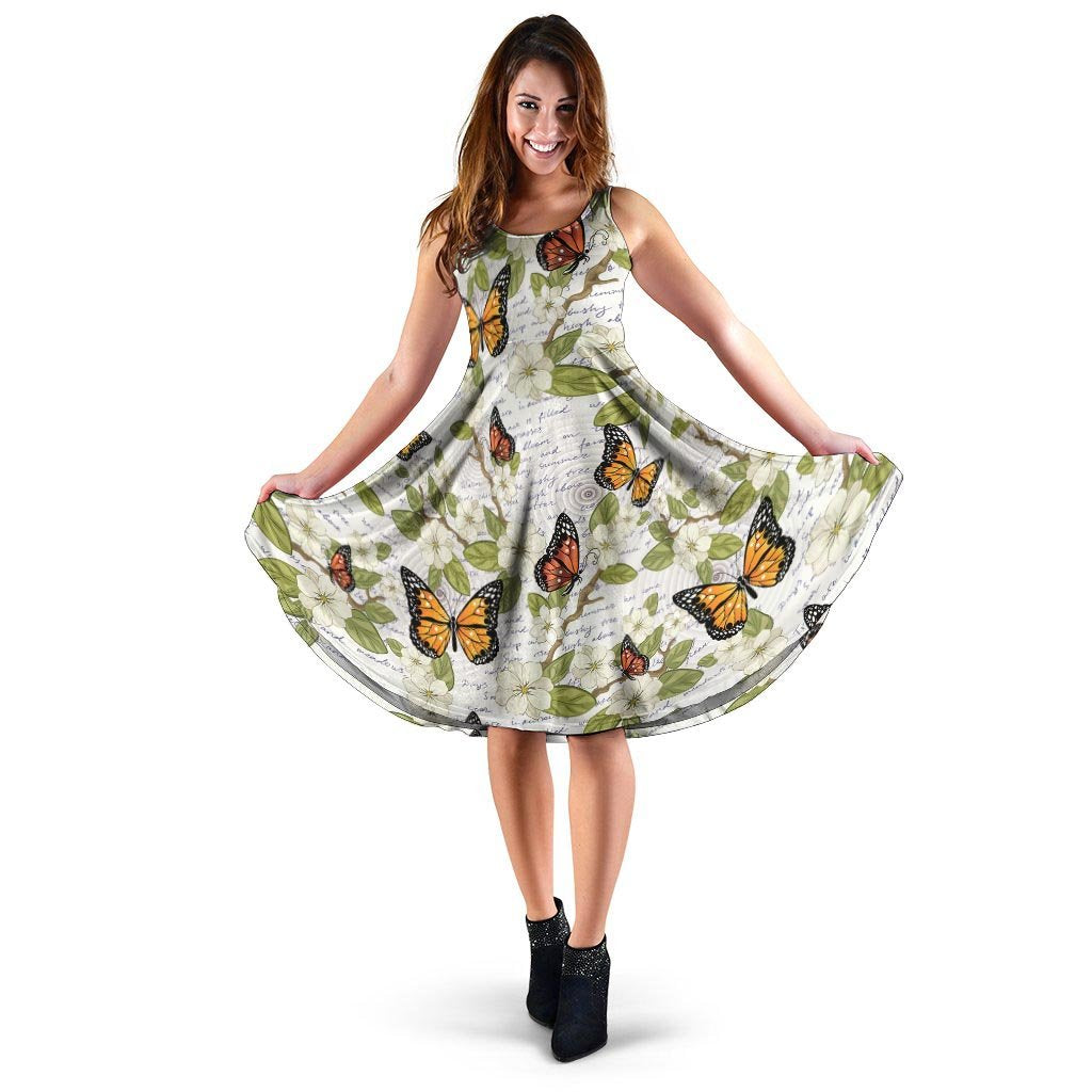 Butterfly Floral Print Dress-grizzshop