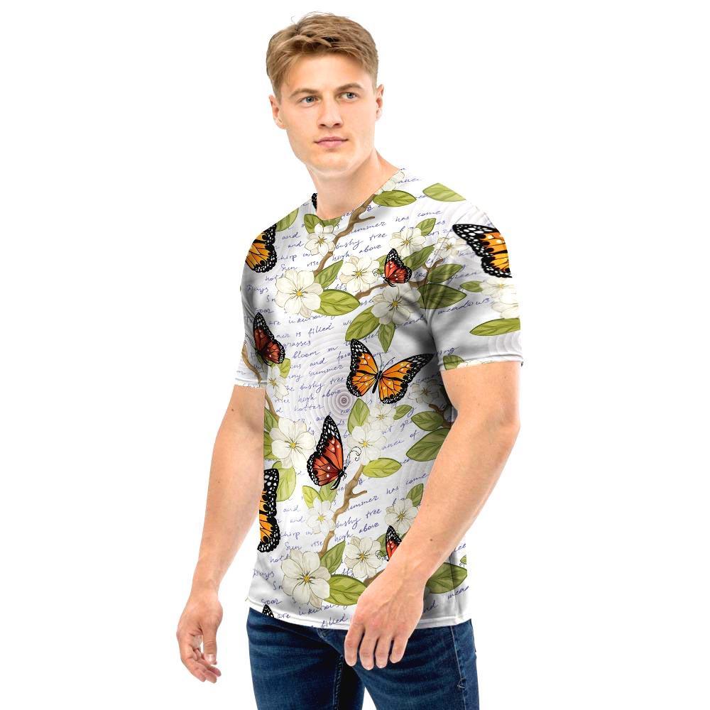 Butterfly Floral Print Men T Shirt-grizzshop