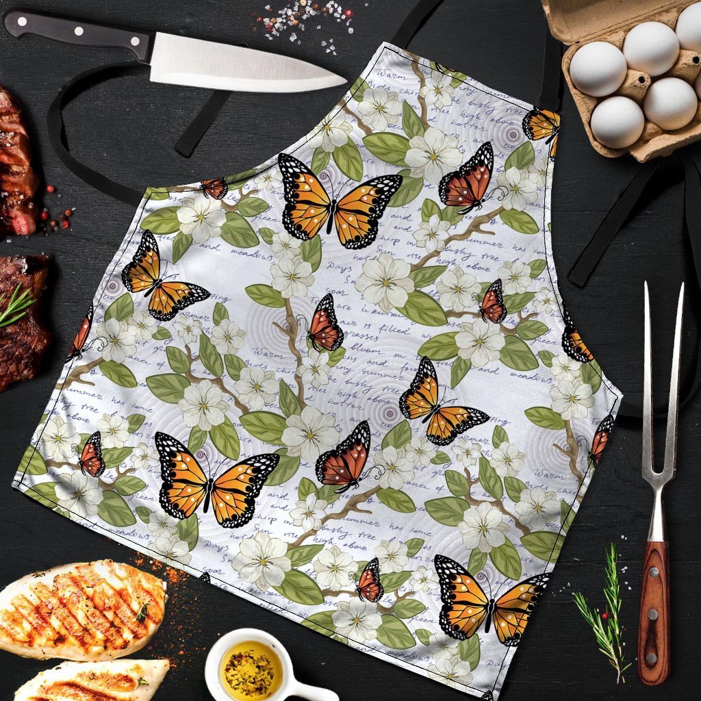 Butterfly Floral Print Men's Apron-grizzshop