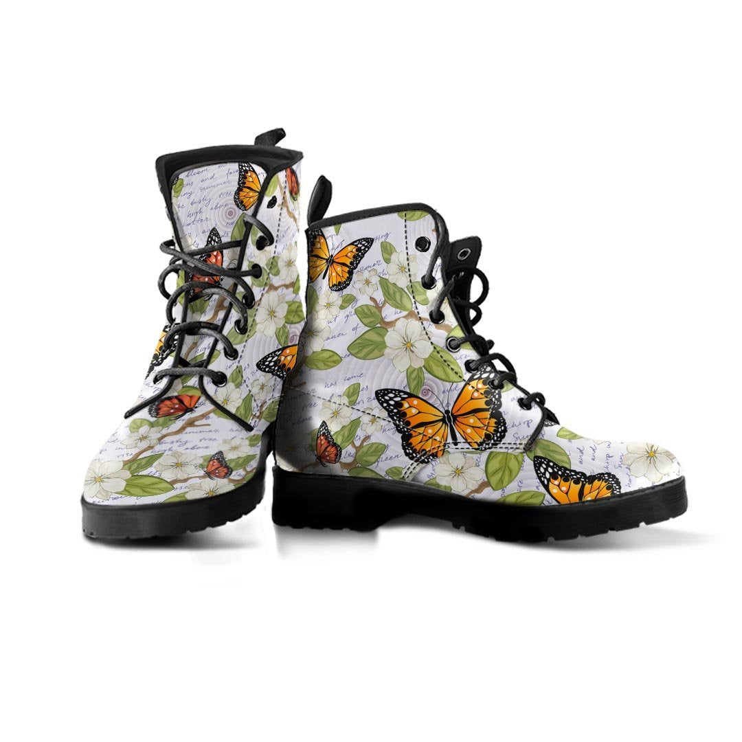 Butterfly Floral Print Men's Boots-grizzshop