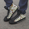 Butterfly Floral Print Men's High Top Shoes-grizzshop