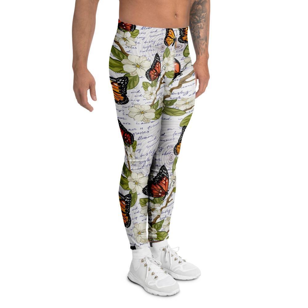 Butterfly Floral Print Men's Leggings-grizzshop