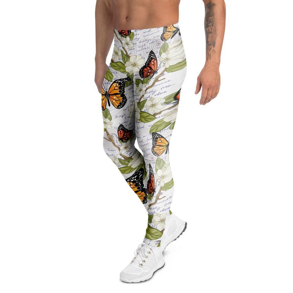 Butterfly Floral Print Men's Leggings-grizzshop