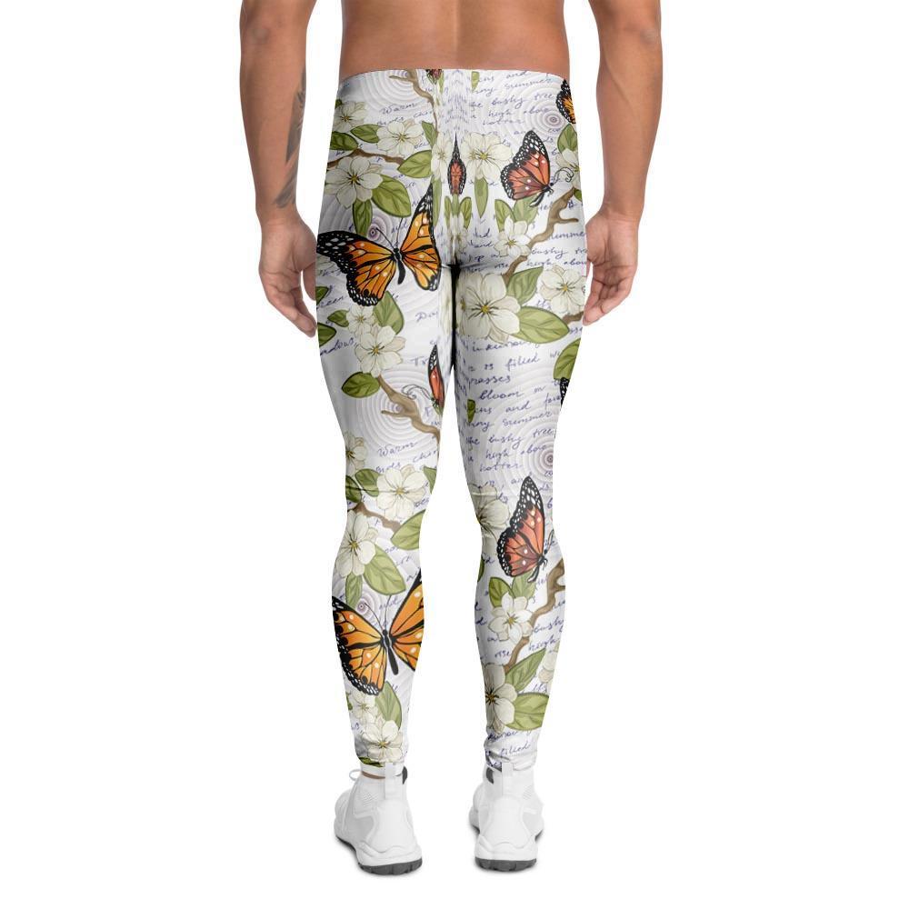 Butterfly Floral Print Men's Leggings-grizzshop