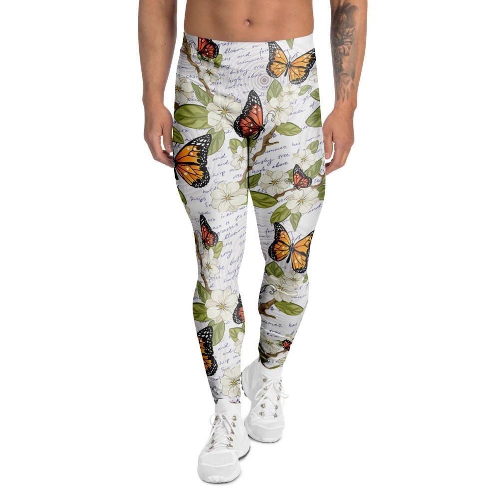 Butterfly Floral Print Men's Leggings-grizzshop