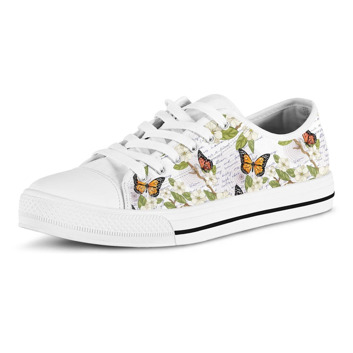 Butterfly Floral Print Men's Low Top Shoes-grizzshop