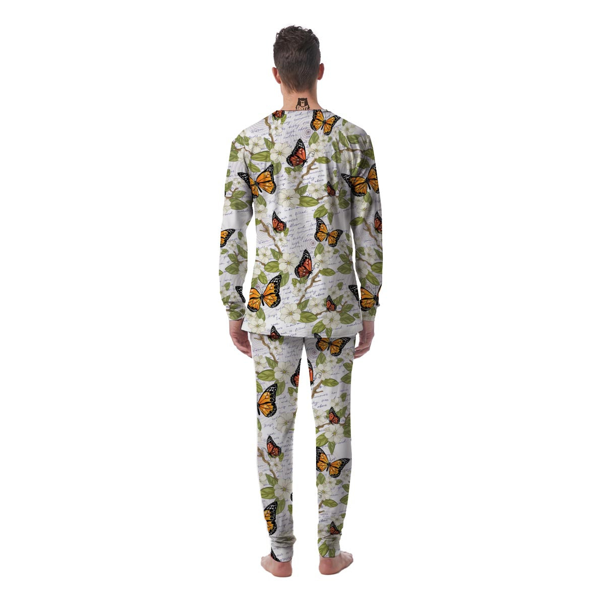 Butterfly Floral Print Men's Pajamas-grizzshop