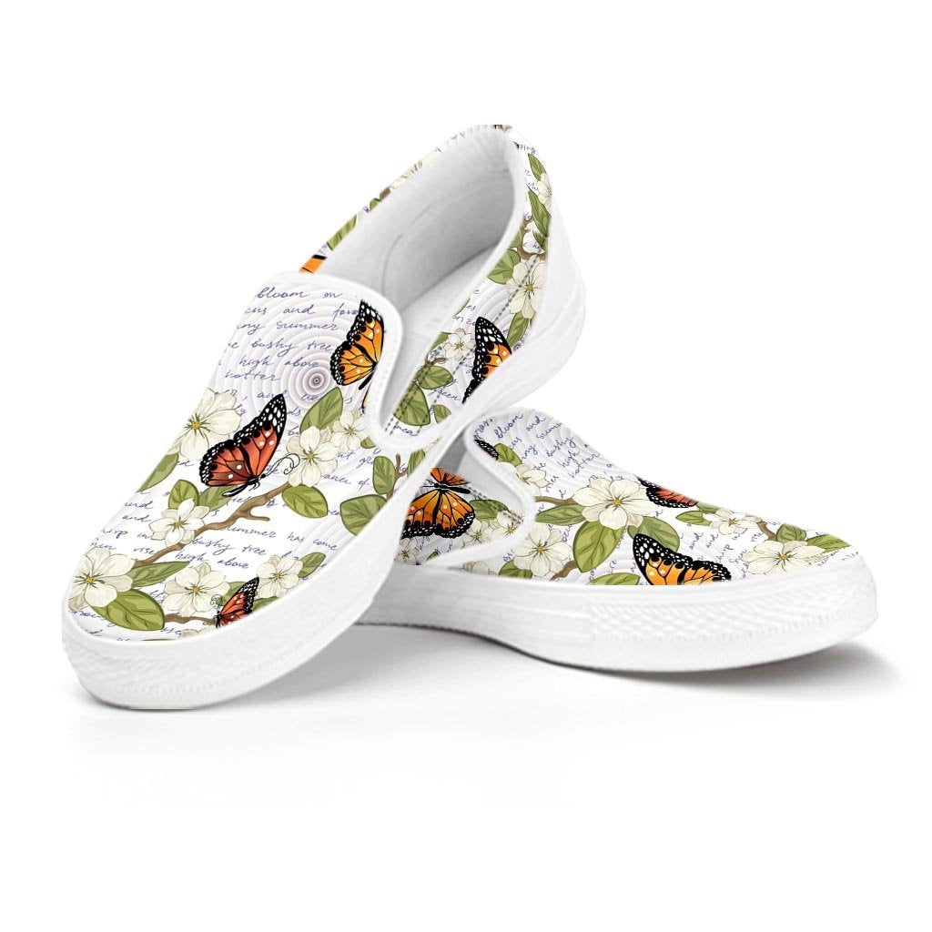 Butterfly Floral Print Men's Slip On Sneakers-grizzshop