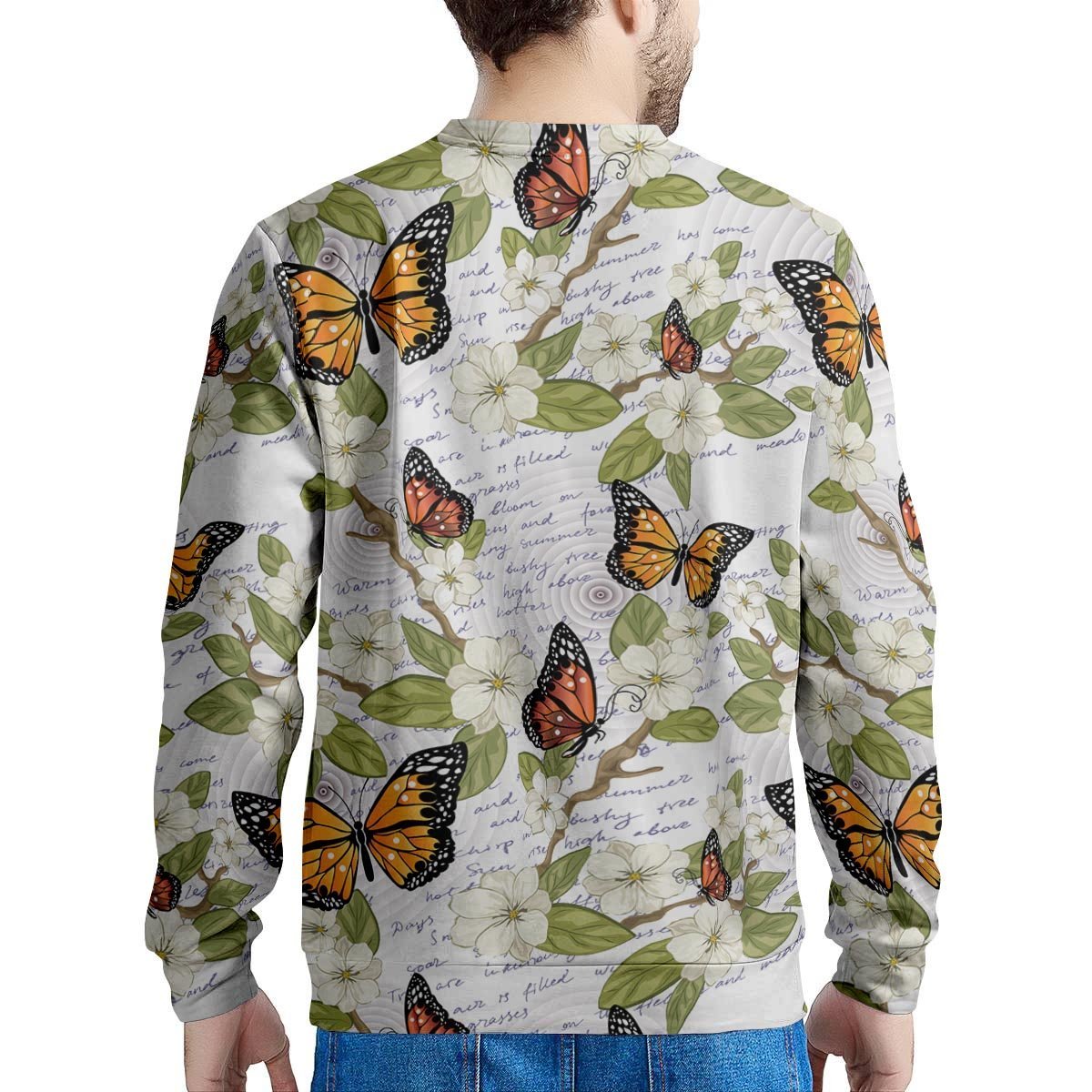 Butterfly Floral Print Men's Sweatshirt-grizzshop