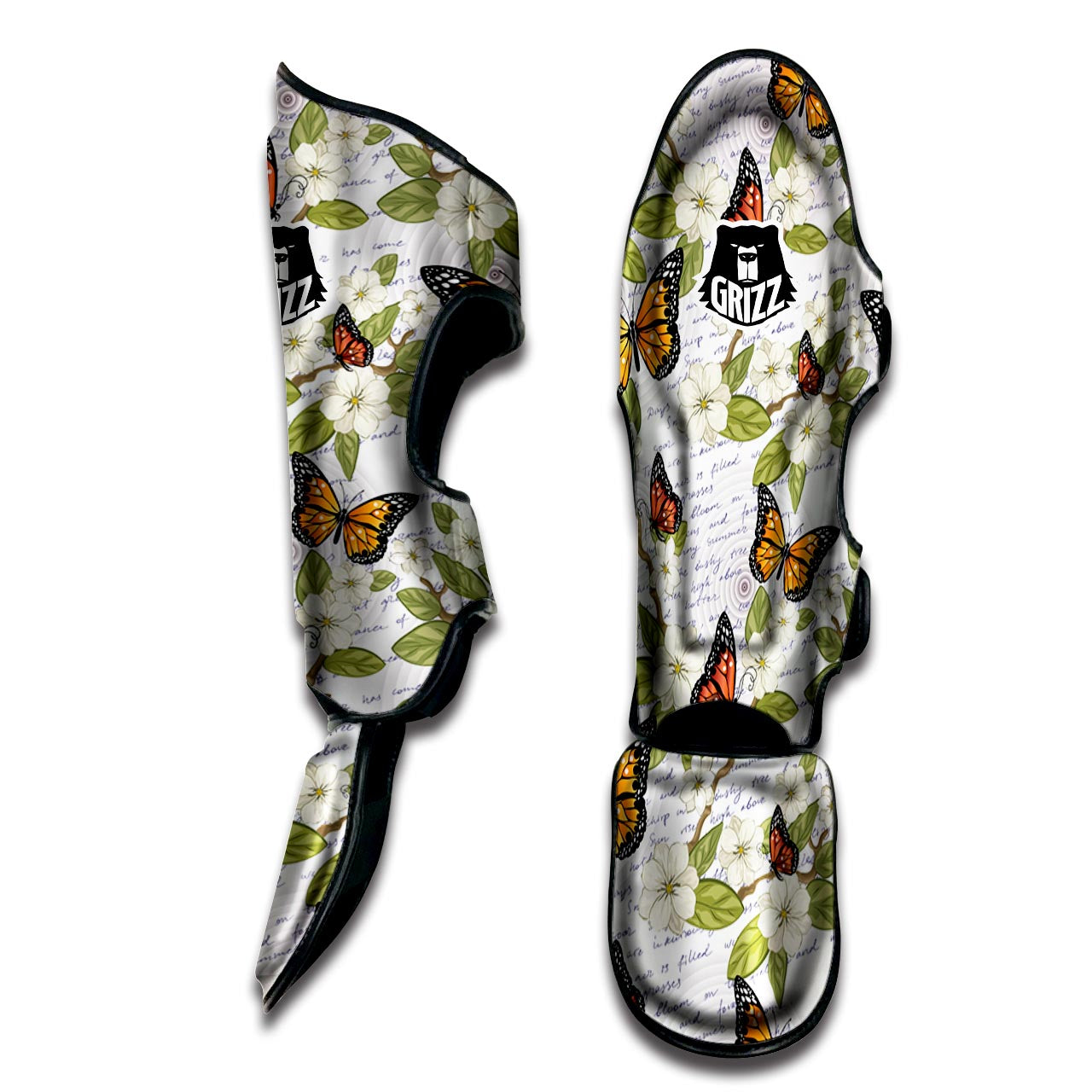 Butterfly Floral Print Muay Thai Shin Guard-grizzshop