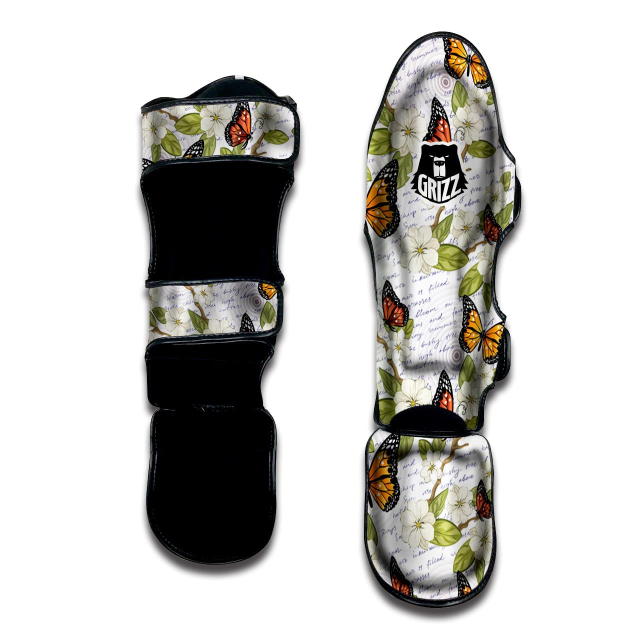 Butterfly Floral Print Muay Thai Shin Guard-grizzshop