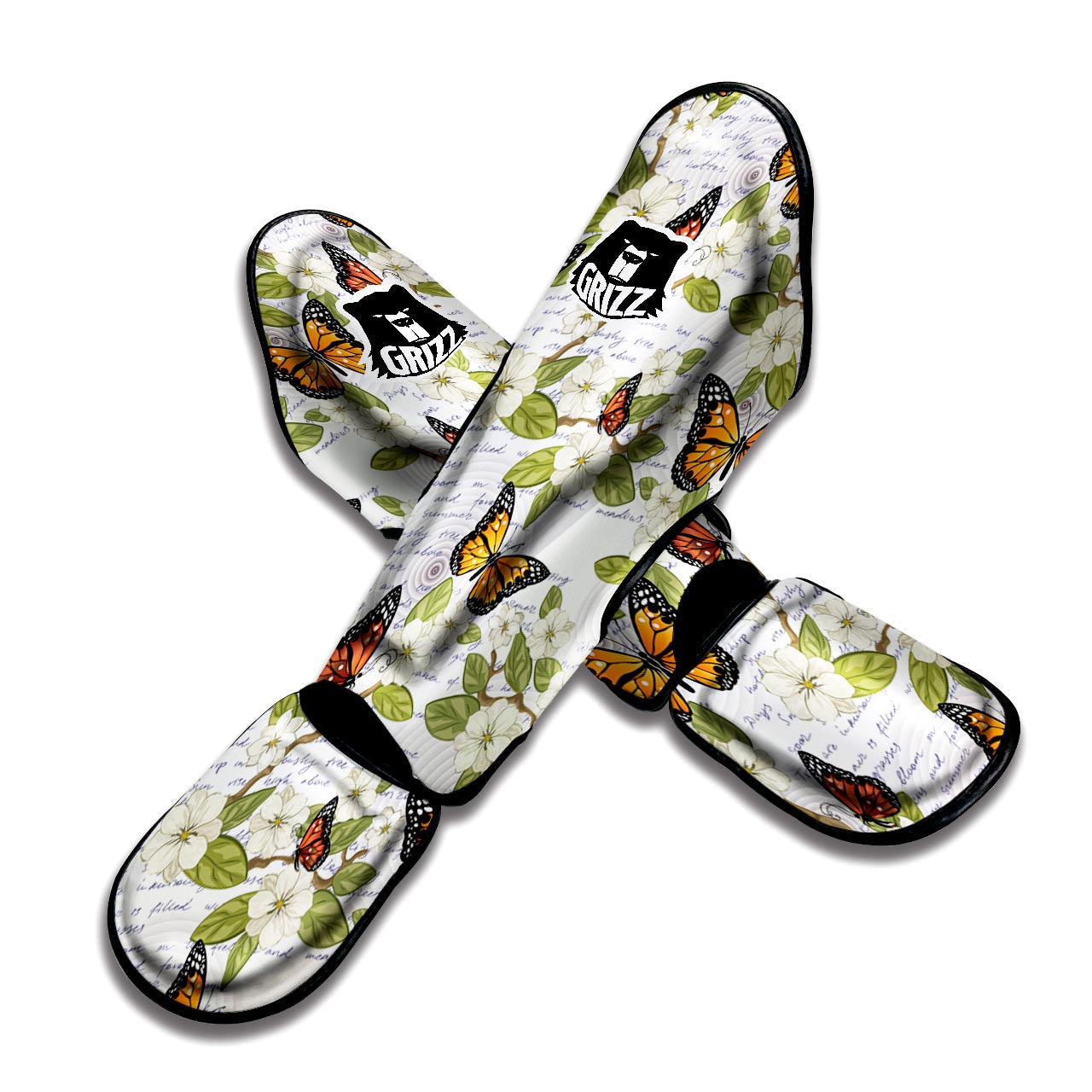 Butterfly Floral Print Muay Thai Shin Guard-grizzshop