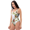 Butterfly Floral Print One Piece Swimsuite-grizzshop