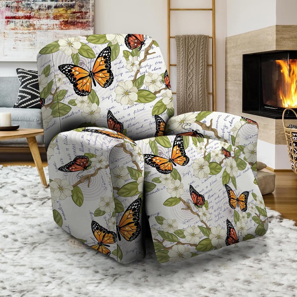 Butterfly Floral Print Recliner Cover-grizzshop