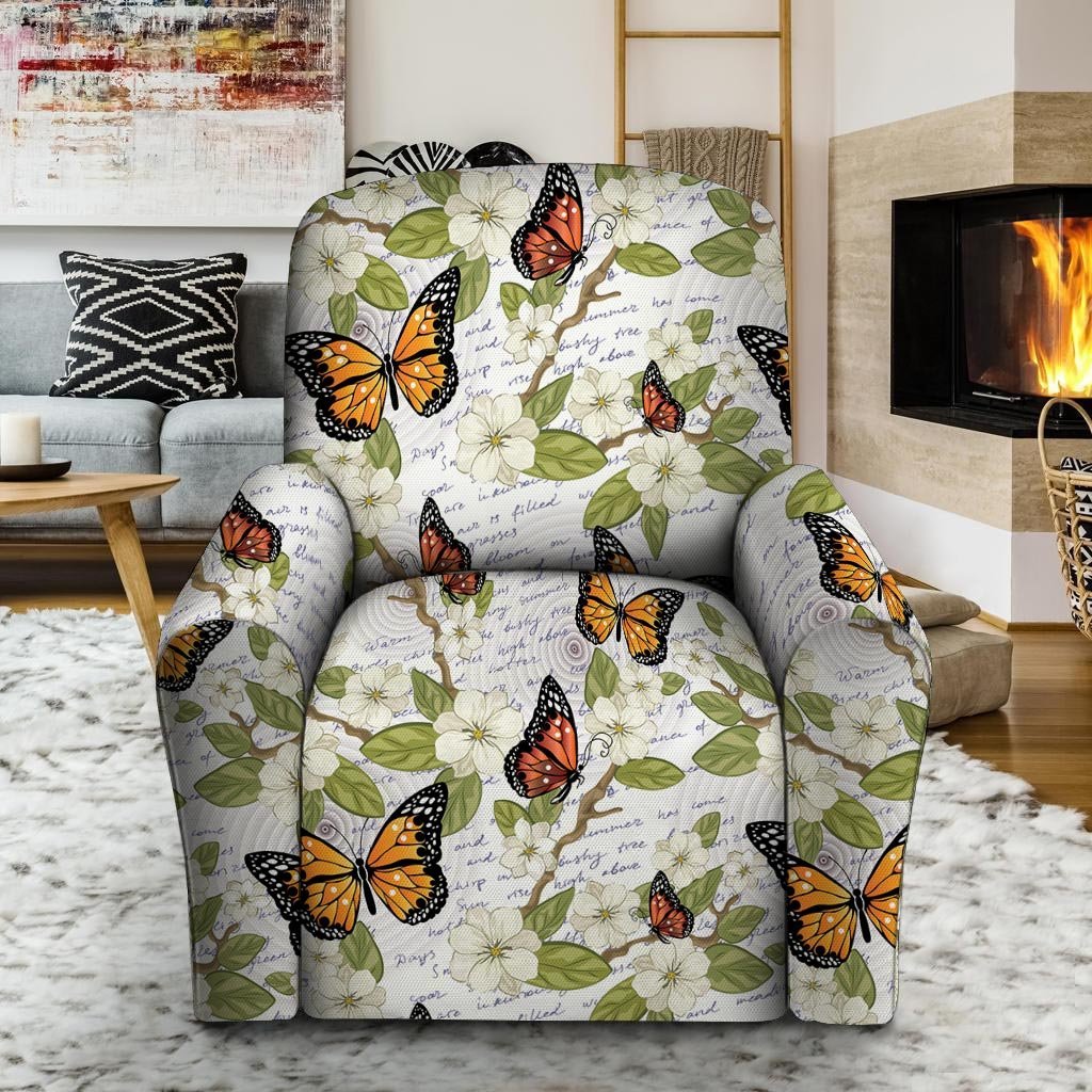 Butterfly Floral Print Recliner Cover-grizzshop