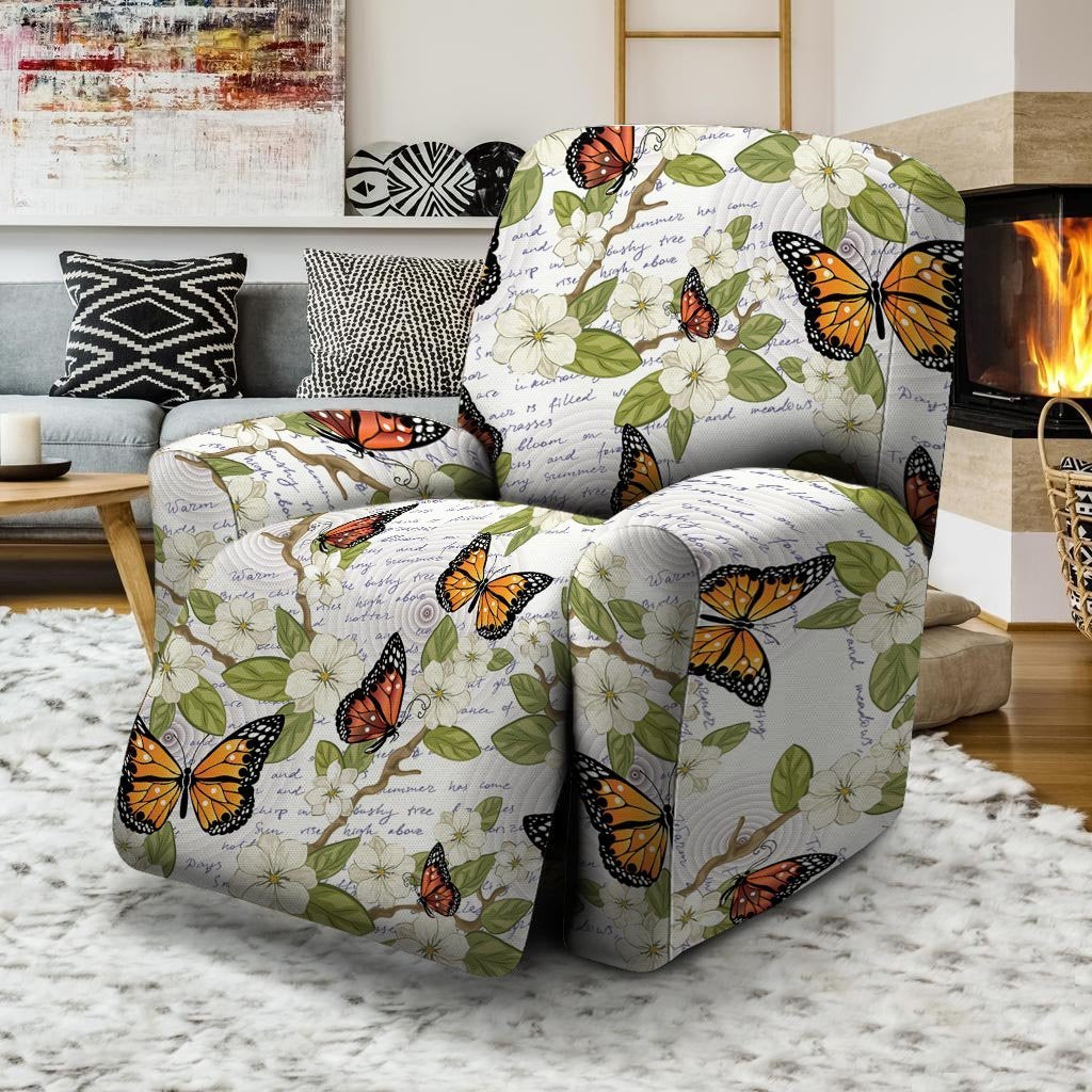 Butterfly Floral Print Recliner Cover-grizzshop