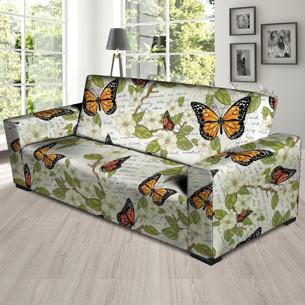 Butterfly Floral Print Sofa Cover-grizzshop