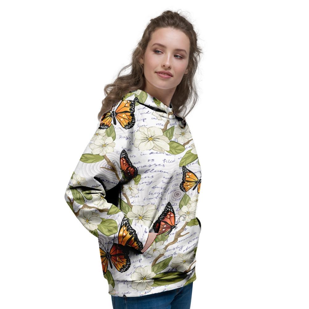 Butterfly Floral Print Women's Hoodie-grizzshop