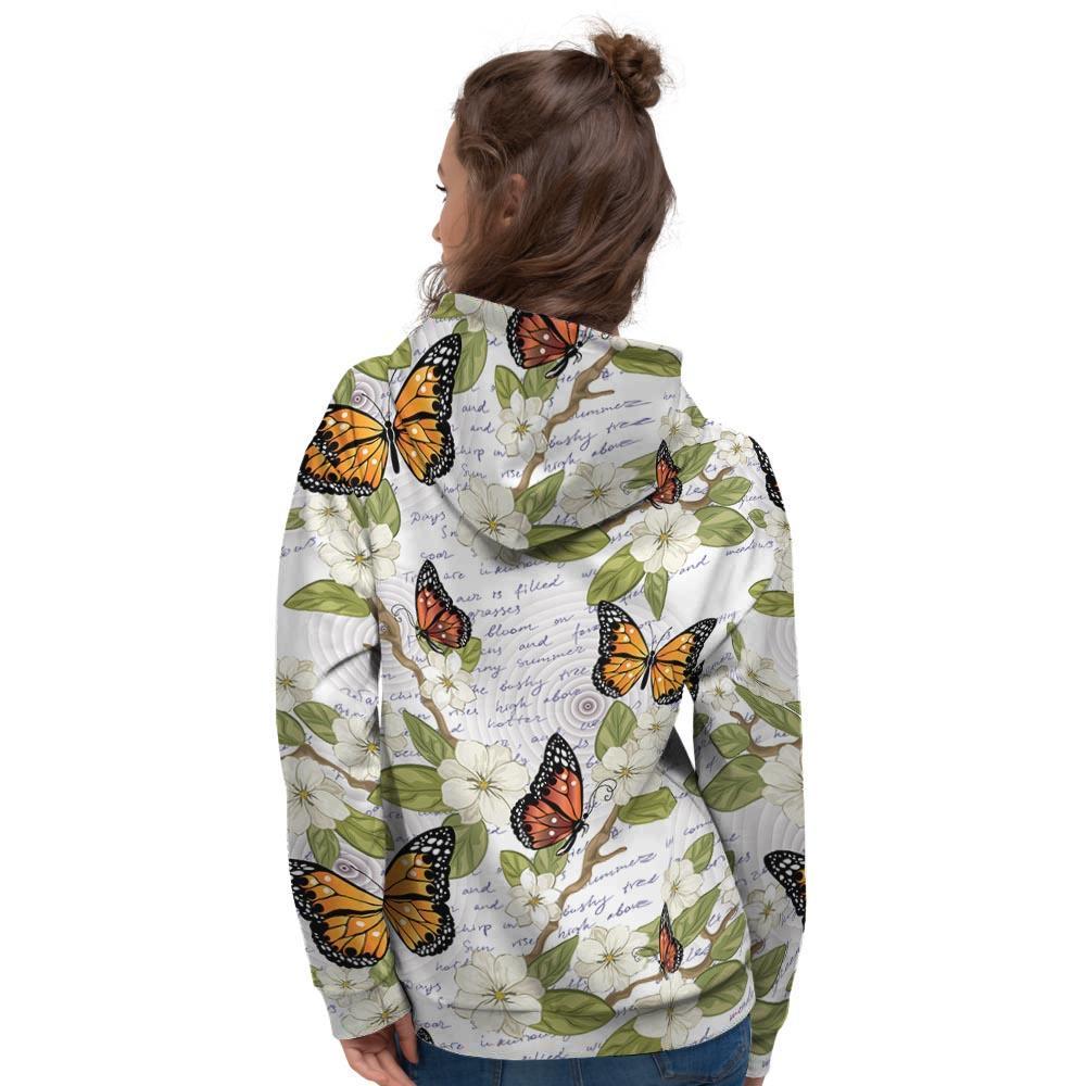 Butterfly Floral Print Women's Hoodie-grizzshop