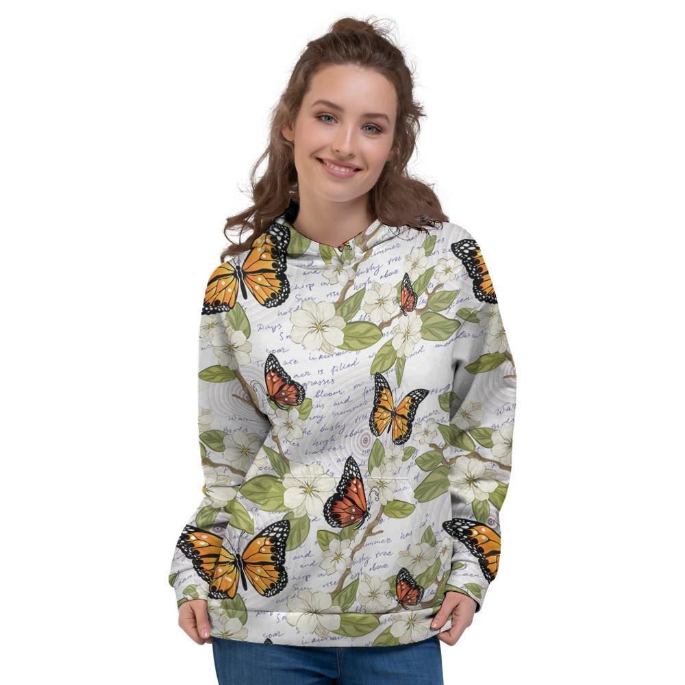 Butterfly Floral Print Women's Hoodie-grizzshop