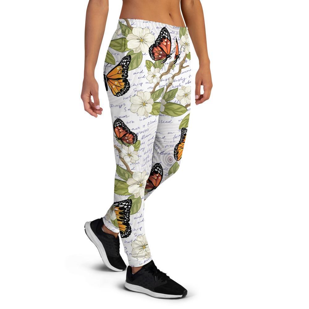 Butterfly Floral Print Women's Joggers-grizzshop