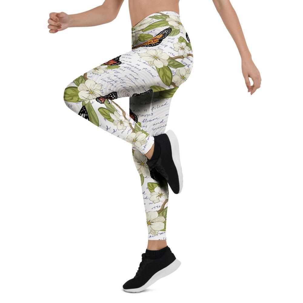 Butterfly Floral Print Women's Leggings-grizzshop