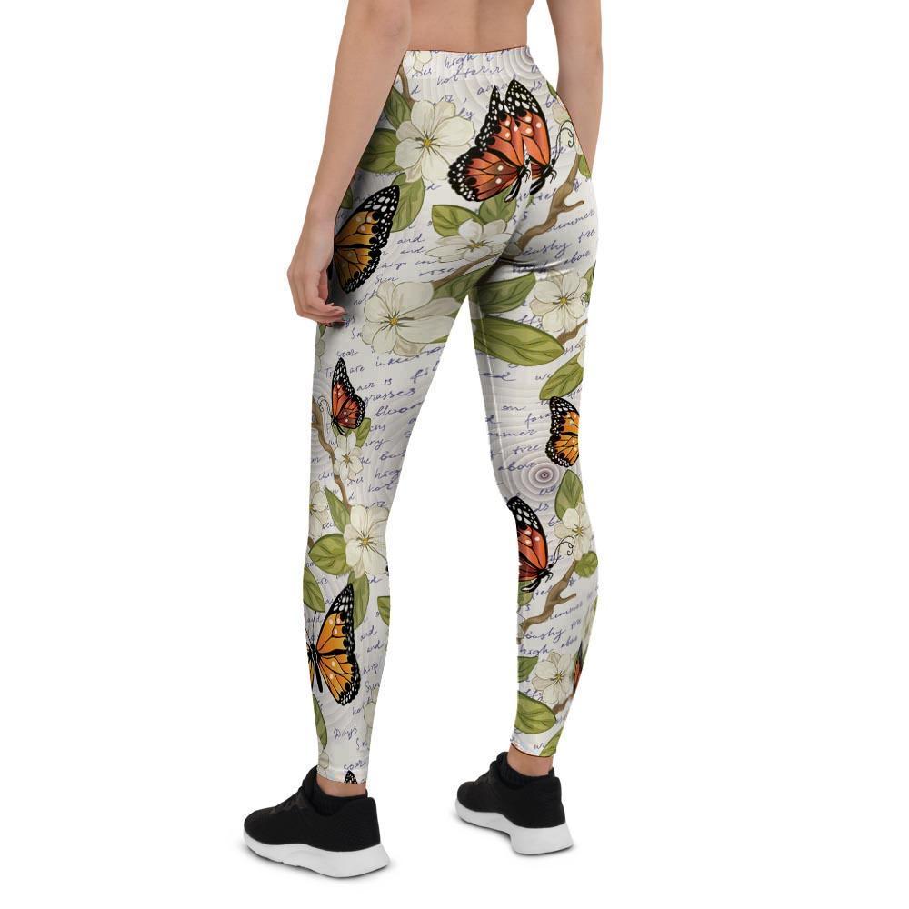 Butterfly Floral Print Women's Leggings-grizzshop