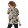 Butterfly Floral Print Women's Short Sleeve Shirts-grizzshop