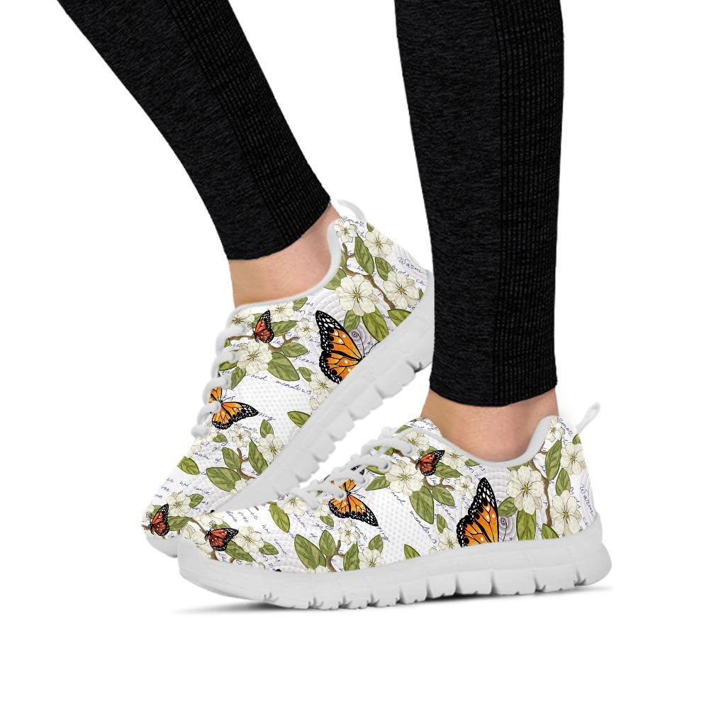 Butterfly Floral Print Women's Sneakers-grizzshop