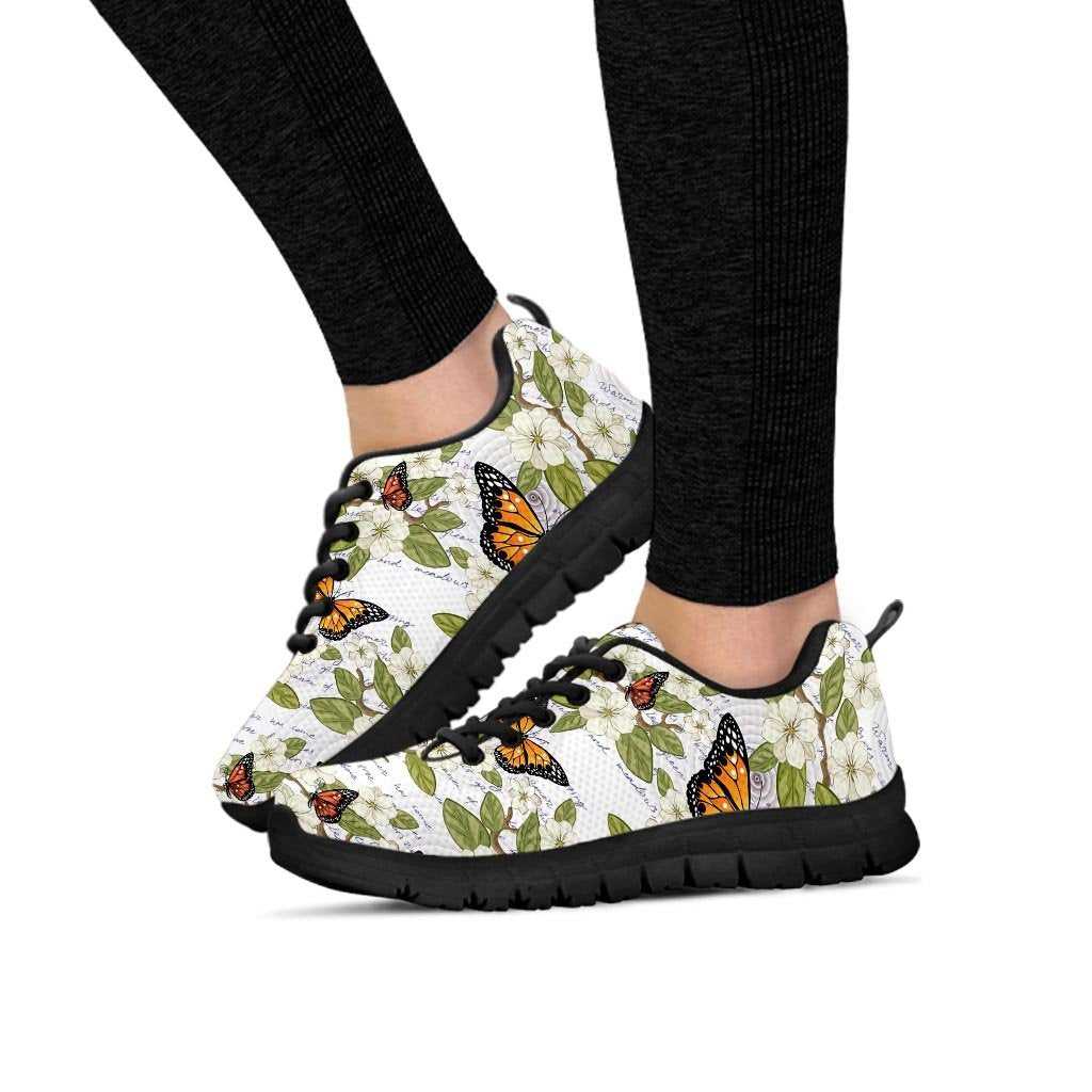 Butterfly Floral Print Women's Sneakers-grizzshop