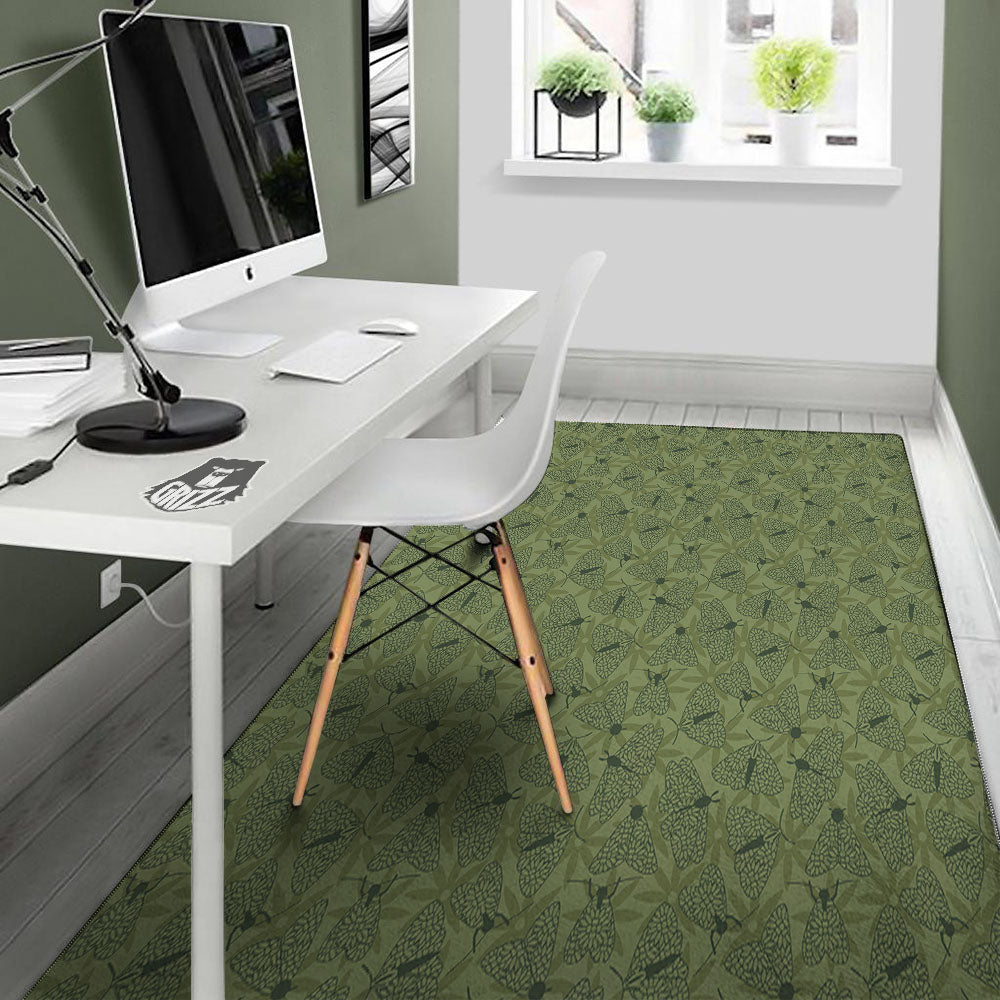 Butterfly Monarch Green Print Pattern Floor Mat-grizzshop