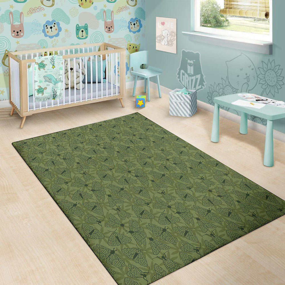 Butterfly Monarch Green Print Pattern Floor Mat-grizzshop