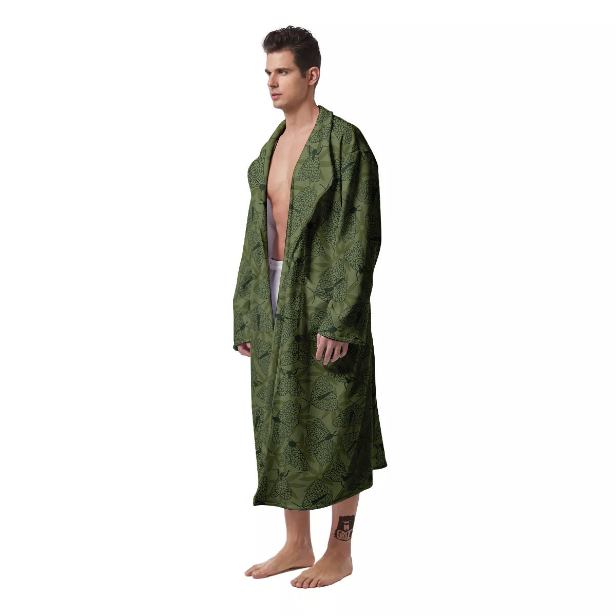 Butterfly Monarch Green Print Pattern Men's Robe-grizzshop