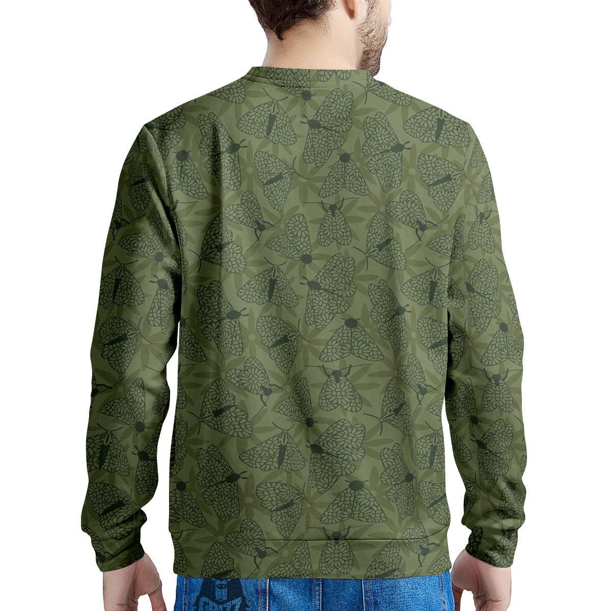 Butterfly Monarch Green Print Pattern Men's Sweatshirt-grizzshop