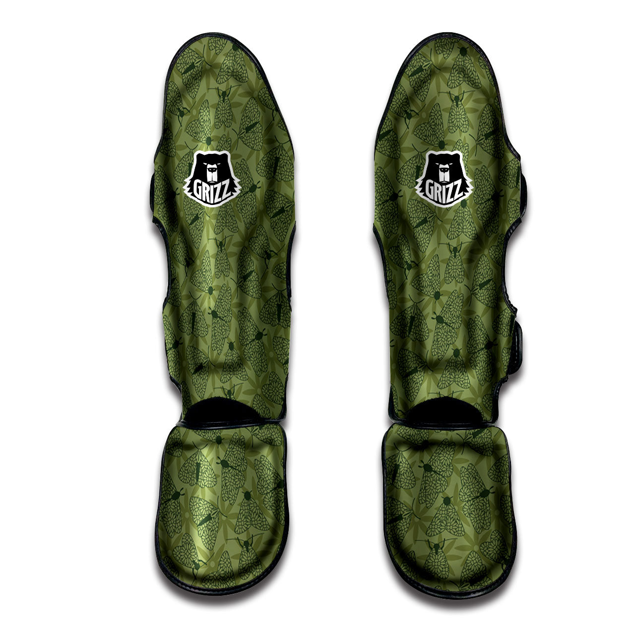 Butterfly Monarch Green Print Pattern Muay Thai Shin Guards-grizzshop