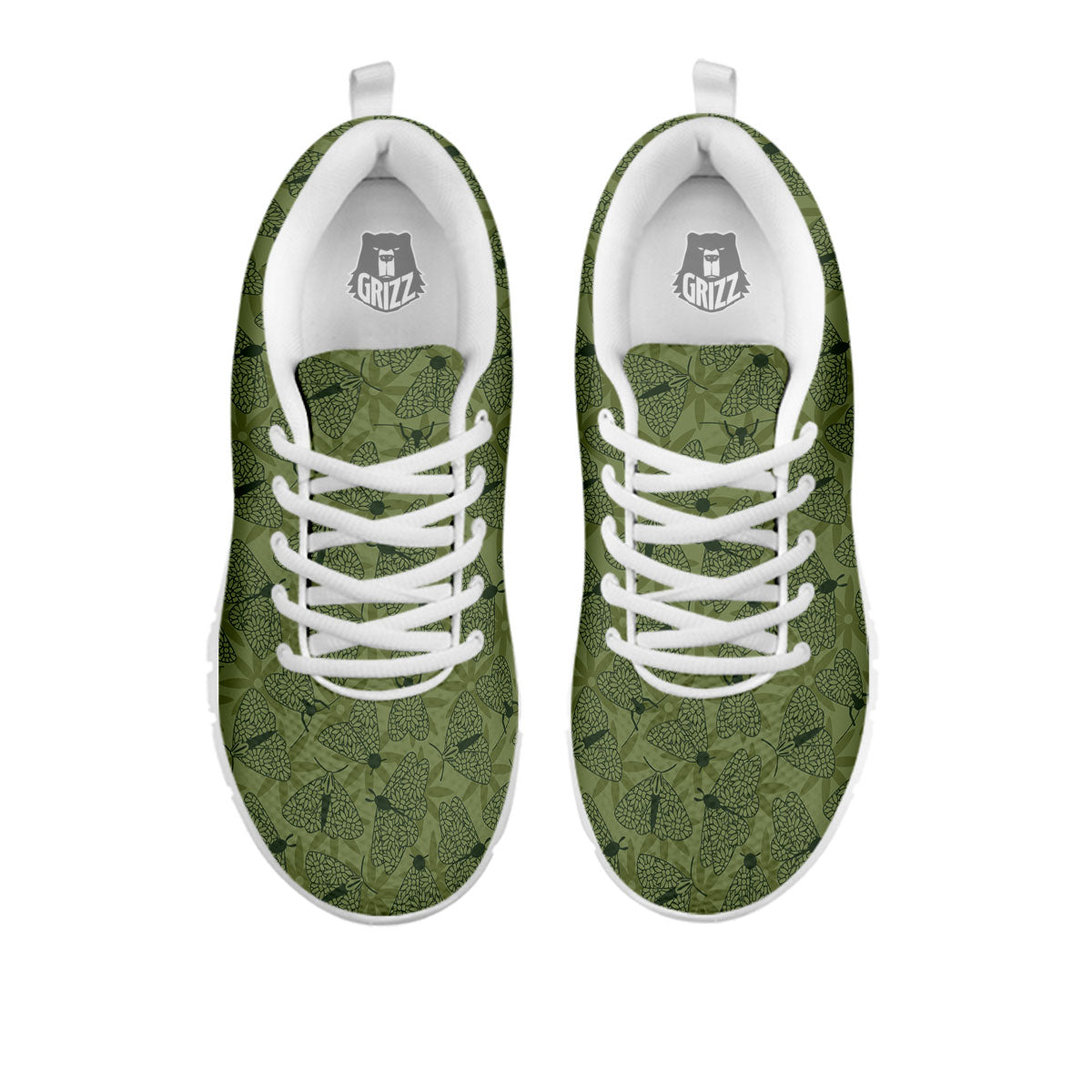 Butterfly Monarch Green Print Pattern White Sneaker-grizzshop