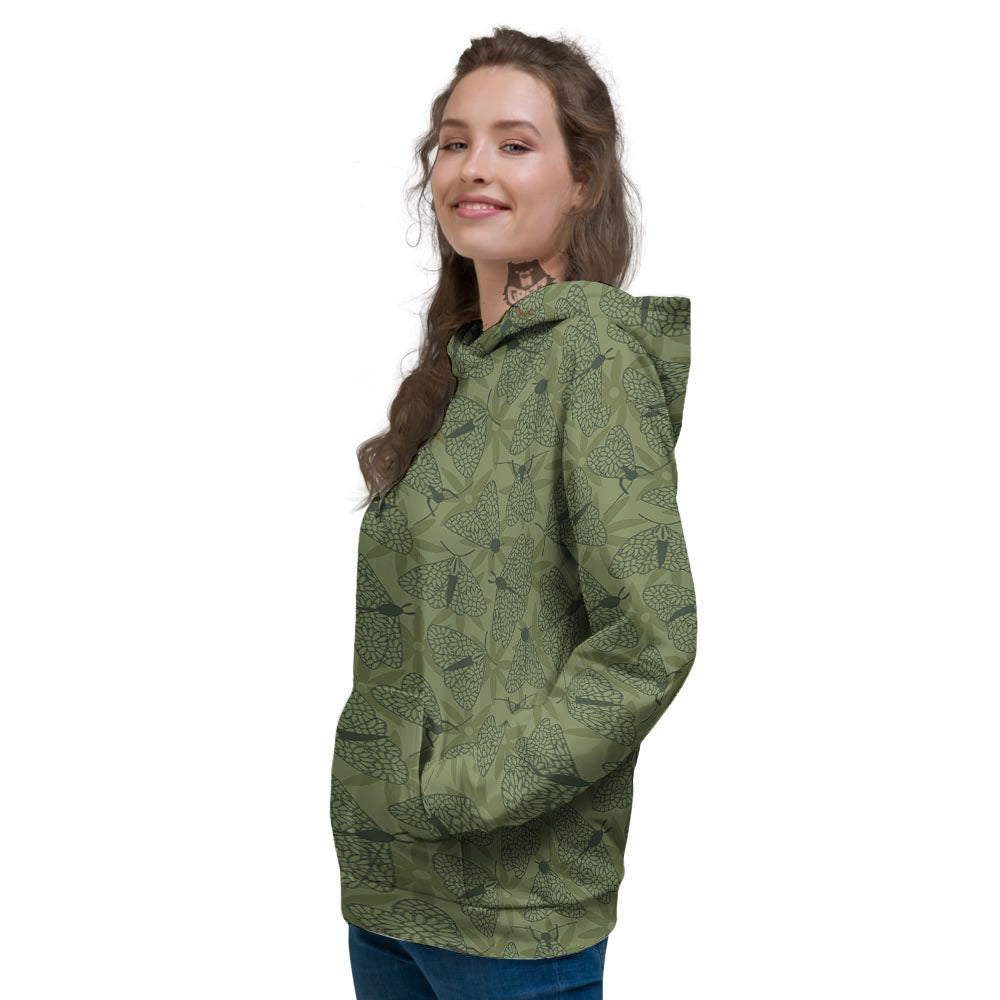 Butterfly Monarch Green Print Pattern Women's Hoodie-grizzshop