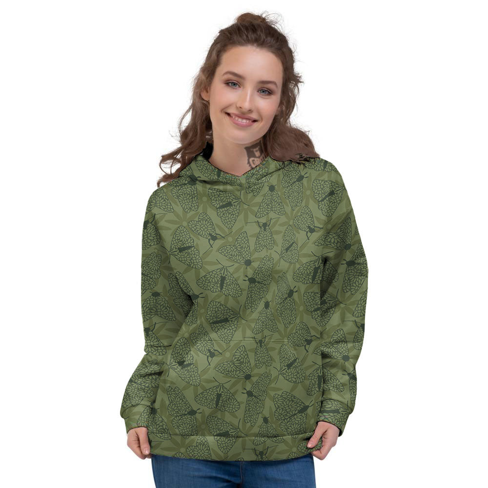 Butterfly Monarch Green Print Pattern Women's Hoodie-grizzshop
