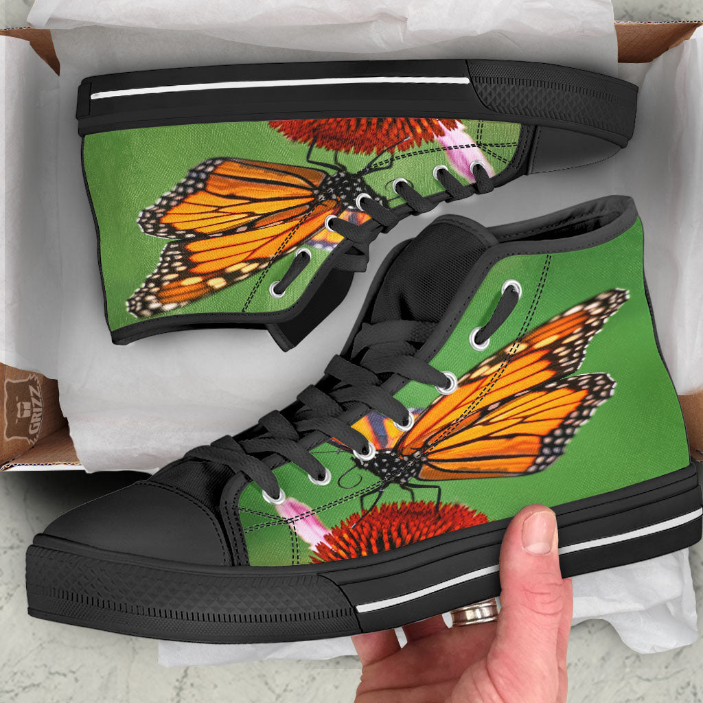 Butterfly Monarch Orange Print High Top Shoes-grizzshop