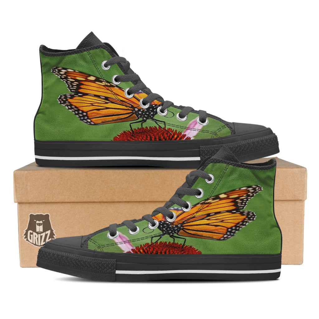 Butterfly Monarch Orange Print High Top Shoes-grizzshop