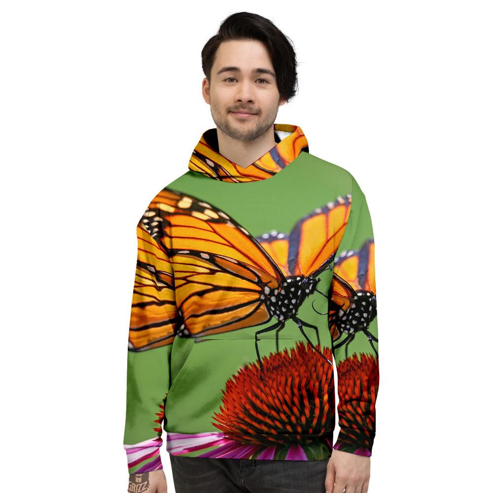 Butterfly Monarch Orange Print Men's Hoodie-grizzshop