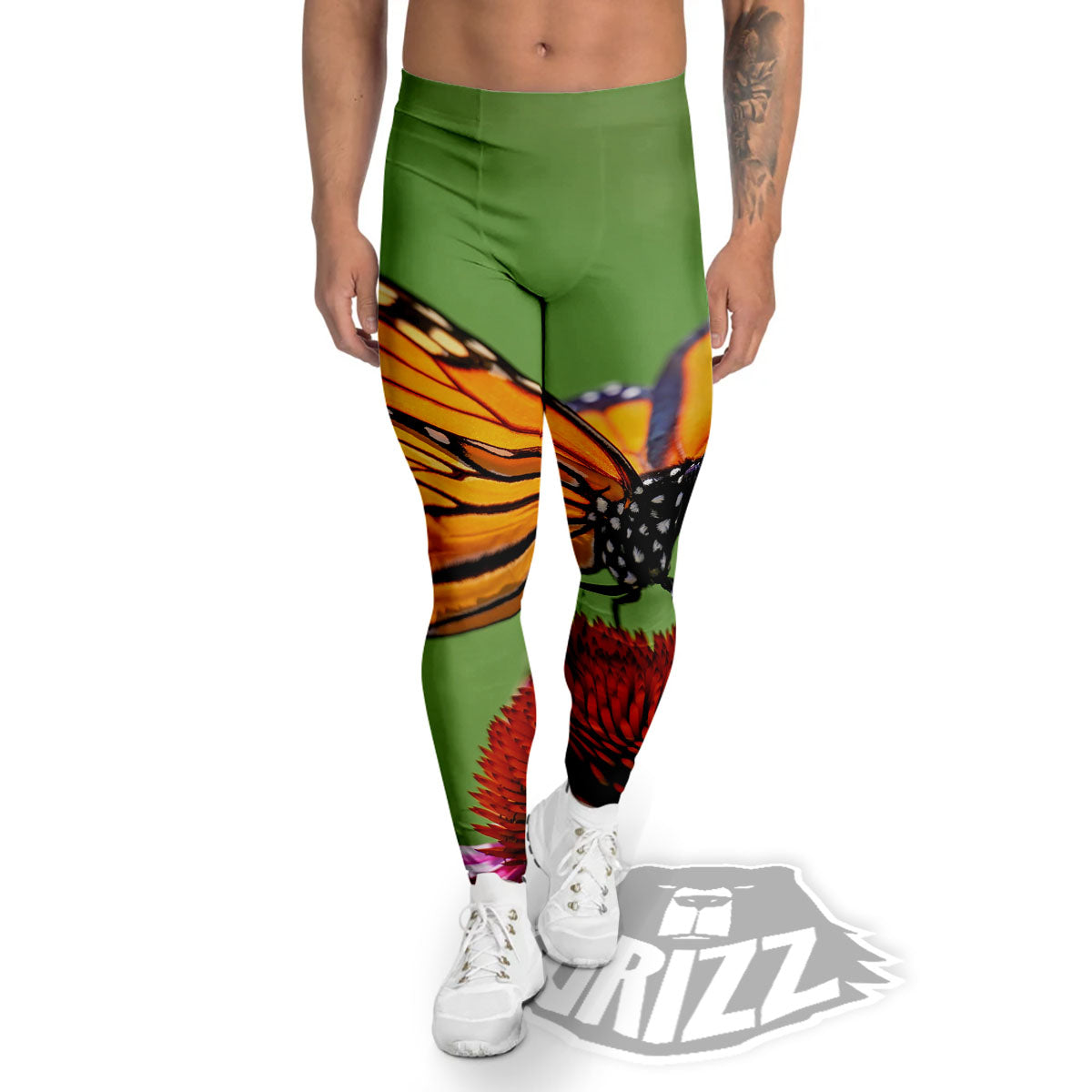 Butterfly Monarch Orange Print Men's Leggings-grizzshop
