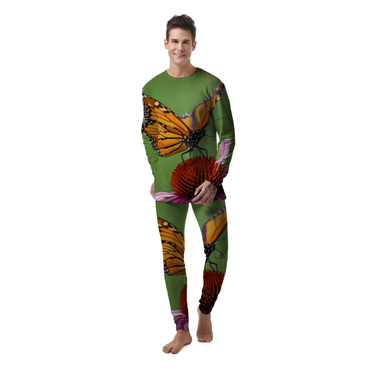 Butterfly Monarch Orange Print Men's Pajamas-grizzshop