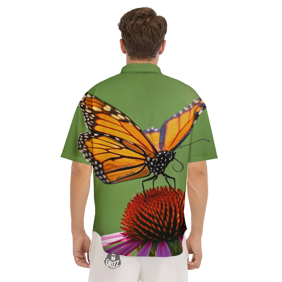 Butterfly Monarch Orange Print Men's Short Sleeve Shirts-grizzshop