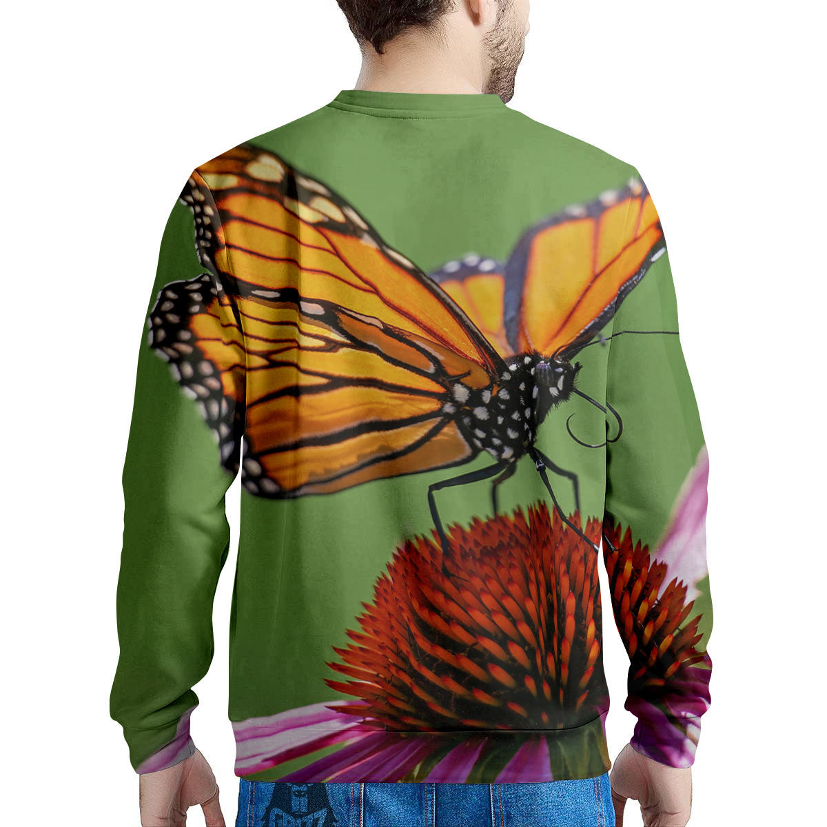 Butterfly Monarch Orange Print Men's Sweatshirt-grizzshop