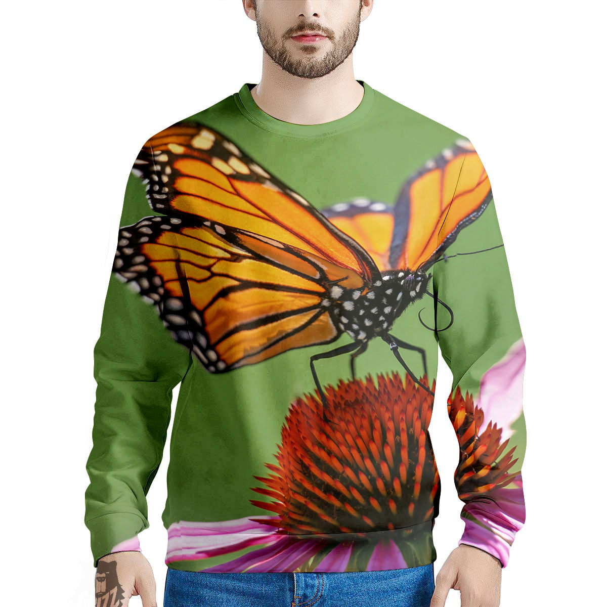 Butterfly Monarch Orange Print Men's Sweatshirt-grizzshop