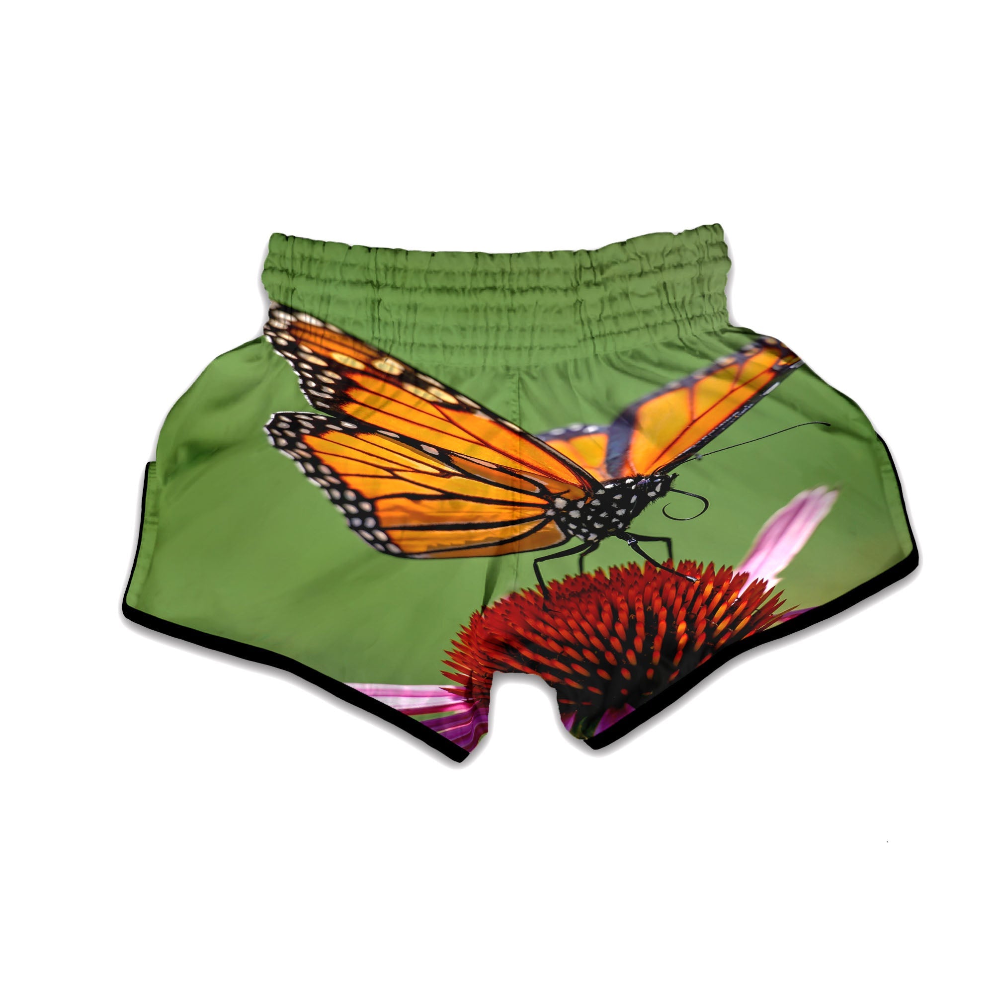 Butterfly Monarch Orange Print Muay Thai Boxing Shorts-grizzshop